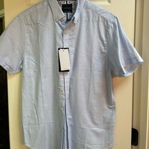 Light blue, mens short sleeve button up